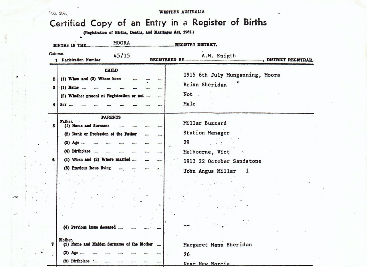 Certified Copy of Brian Sheridan Buzzard’s Birth Certificate